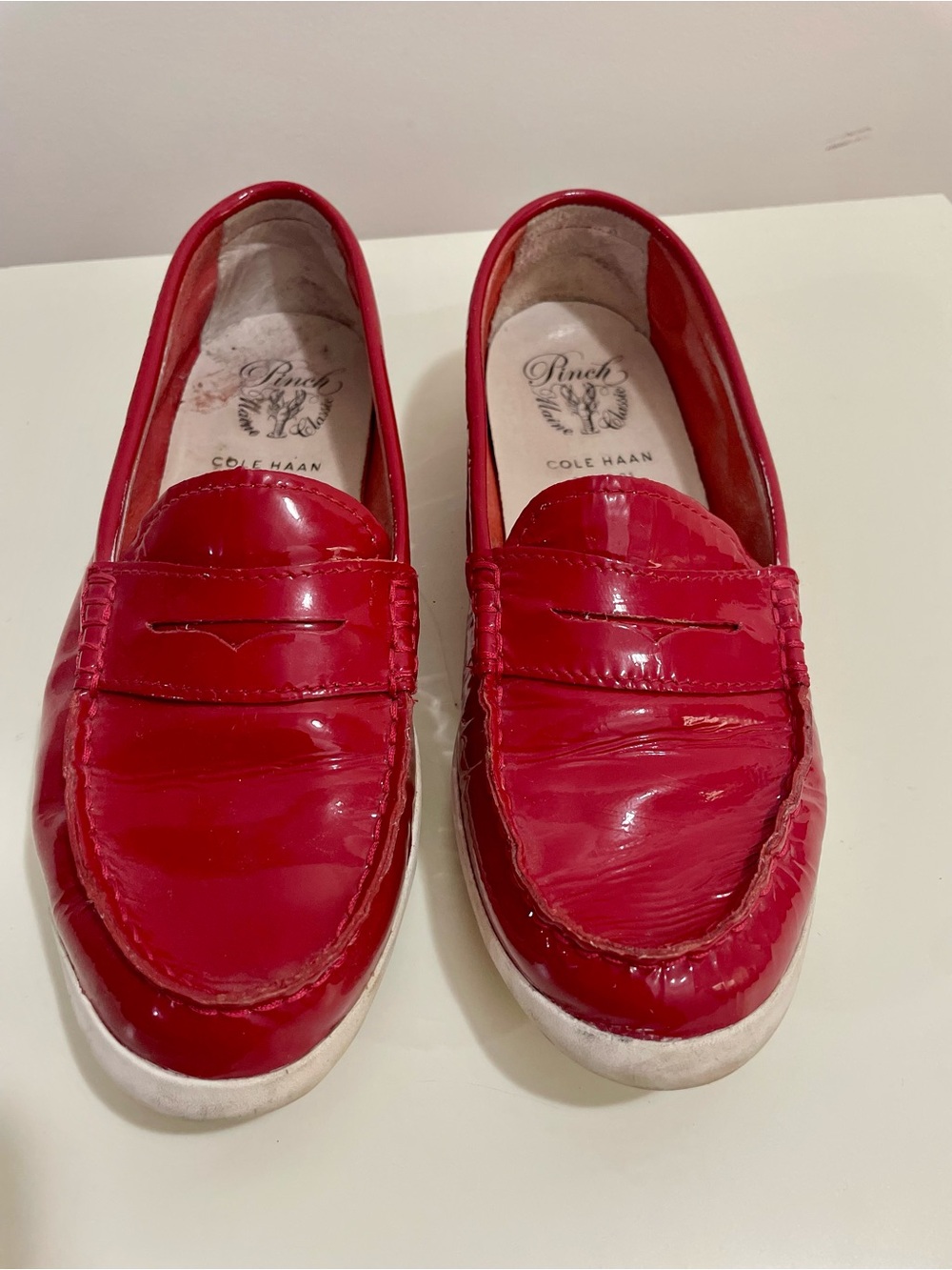 Cole Haan Red Patent Leather Penny Loafers Size 8.5